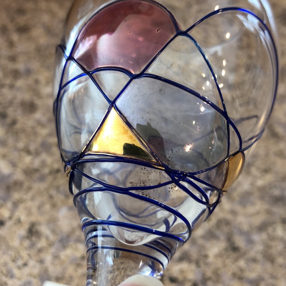 The Milano Collection 1 Single Glass Color Swirl with Gold - Picture 10 of 11